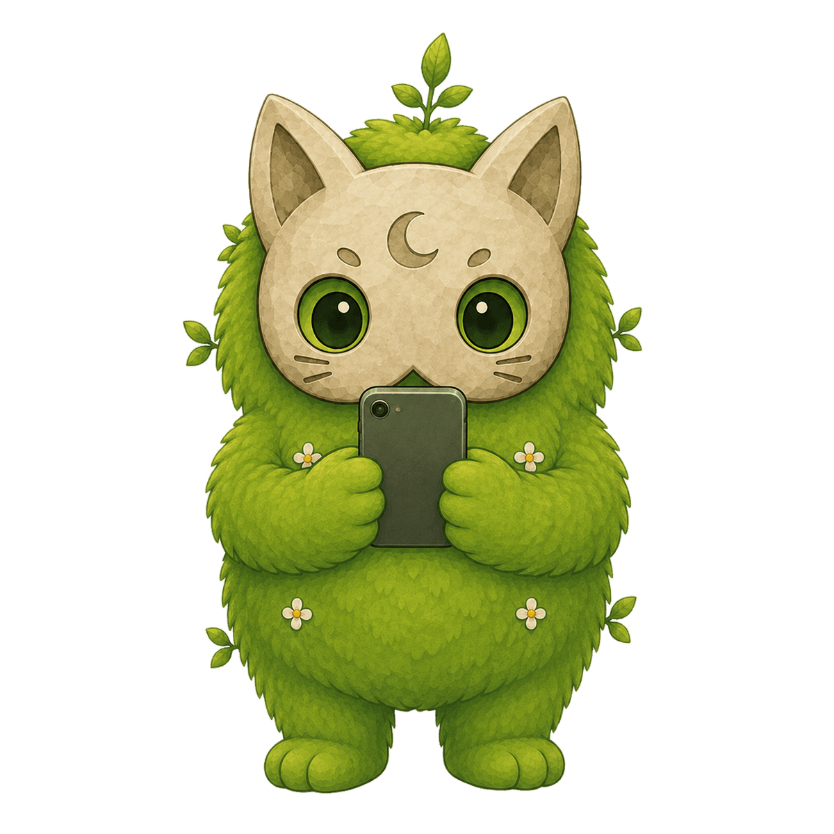 Treeko holding a phone